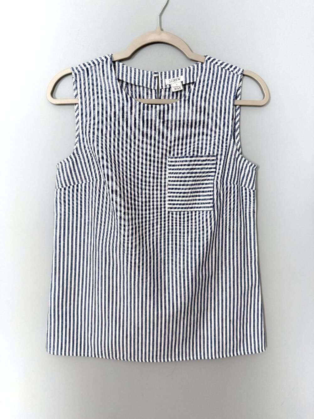 J. Crew Linen Cotton-Blend Tank (Blue/White) 0